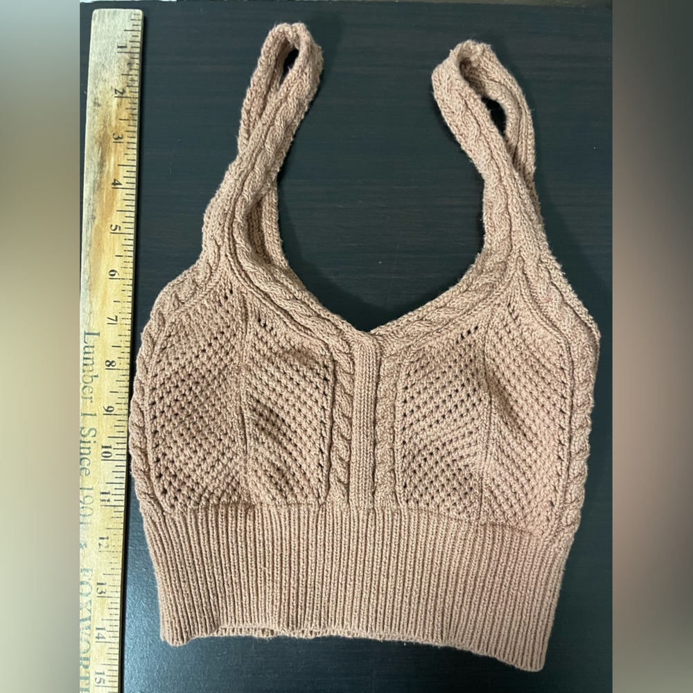 Me to We Woven Tan Crop Top Size X-Small